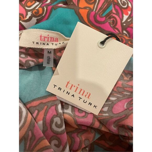 NWT TRINA TURK Ruffle Halter Jersey Dress Butterfly Parocela $138 Size M - Picture 5 of 6